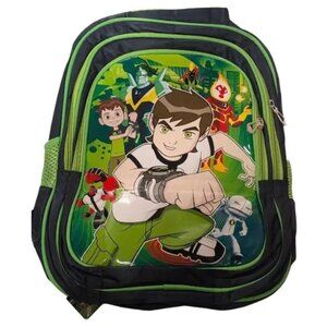 Ben 10 Full Size Backpack Green Black Kids School Bookbag